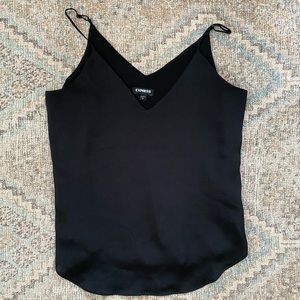 Express satin feel double lined black tank top, size small. Amazing condition
